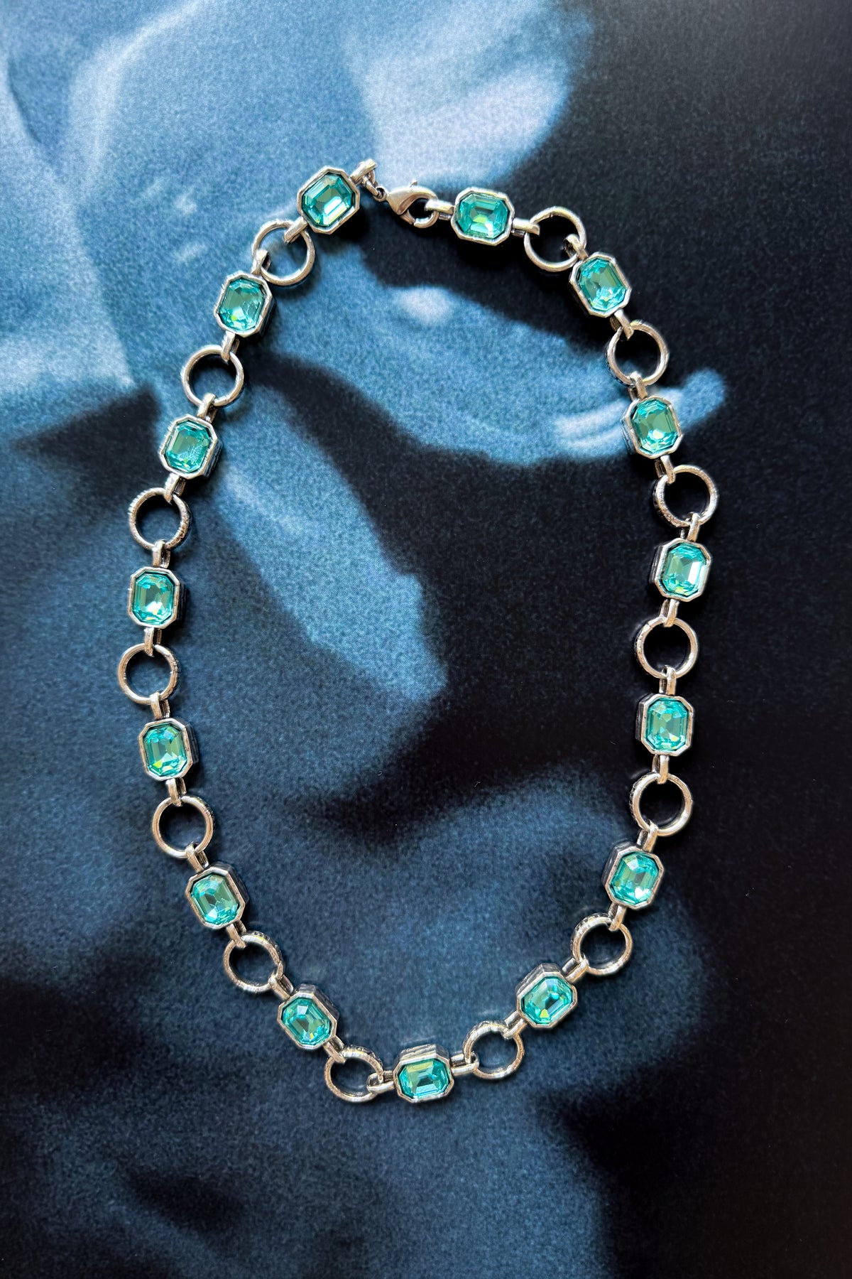 CAS DEIÀ CATALINA NECKLACE AQUAMARINE, handcrafted necklace with a silver finish