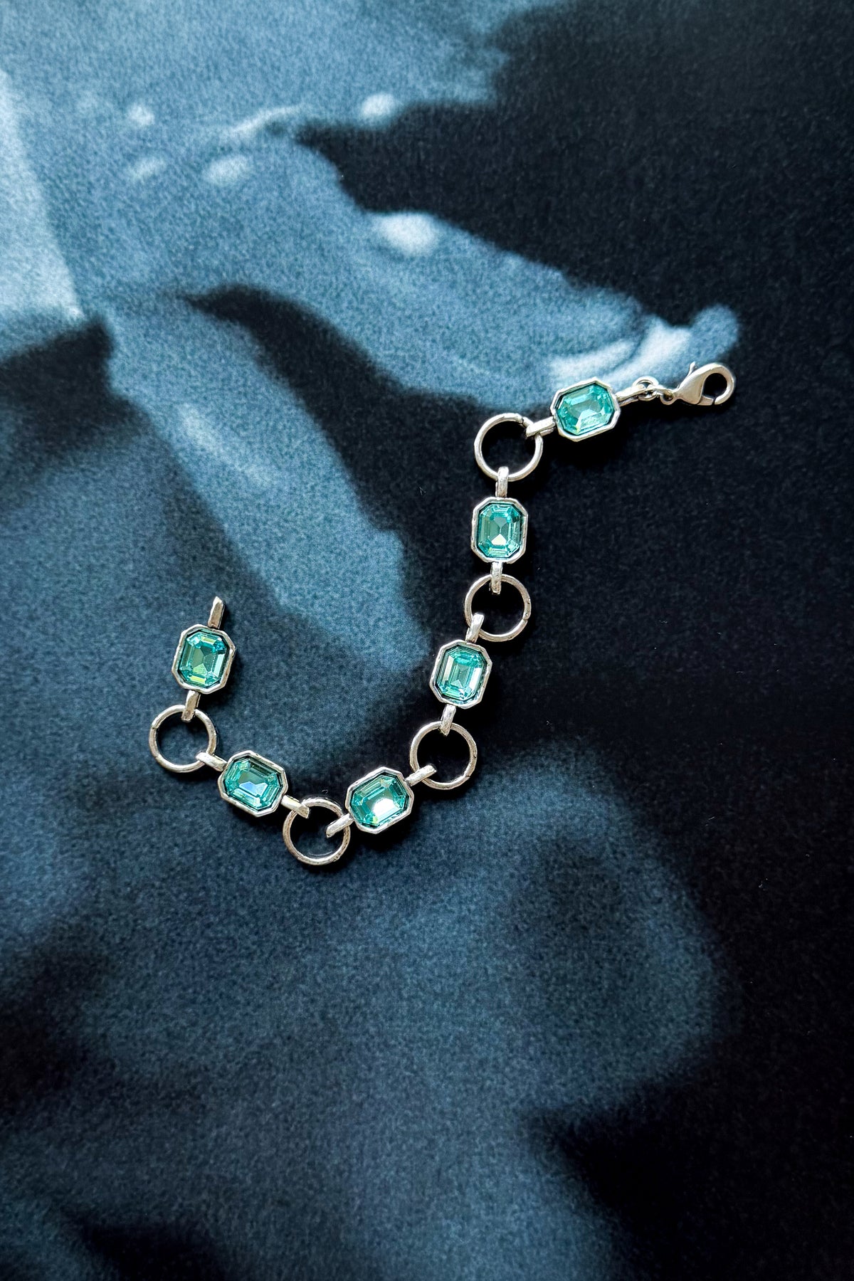 CAS DEIÀ CATALINA BRACELET AQUAMARINE, handcrafted bracelet with a silver finish
