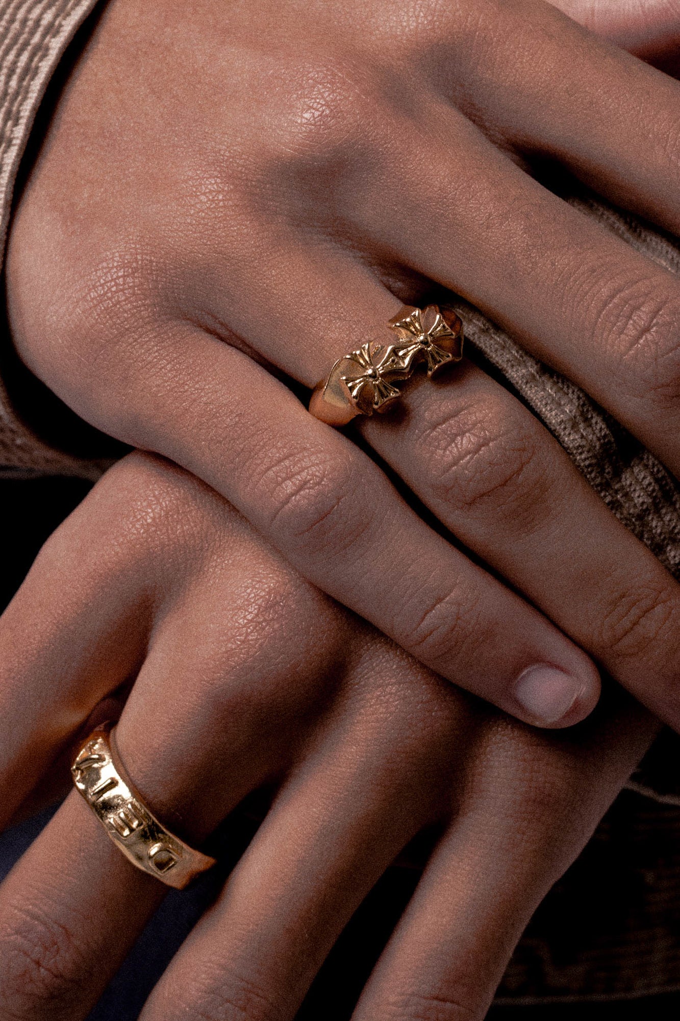 Double Cross Ring — Gold, handcrafted in Spain