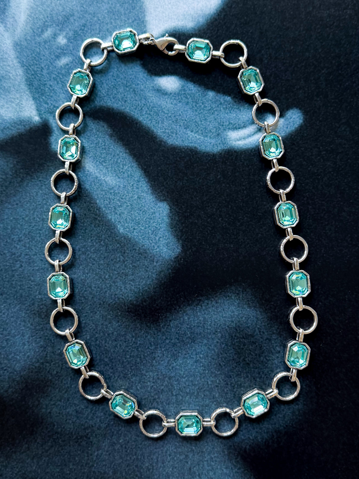 CAS DEIÀ CATALINA NECKLACE AQUAMARINE, handcrafted necklace with a silver finish