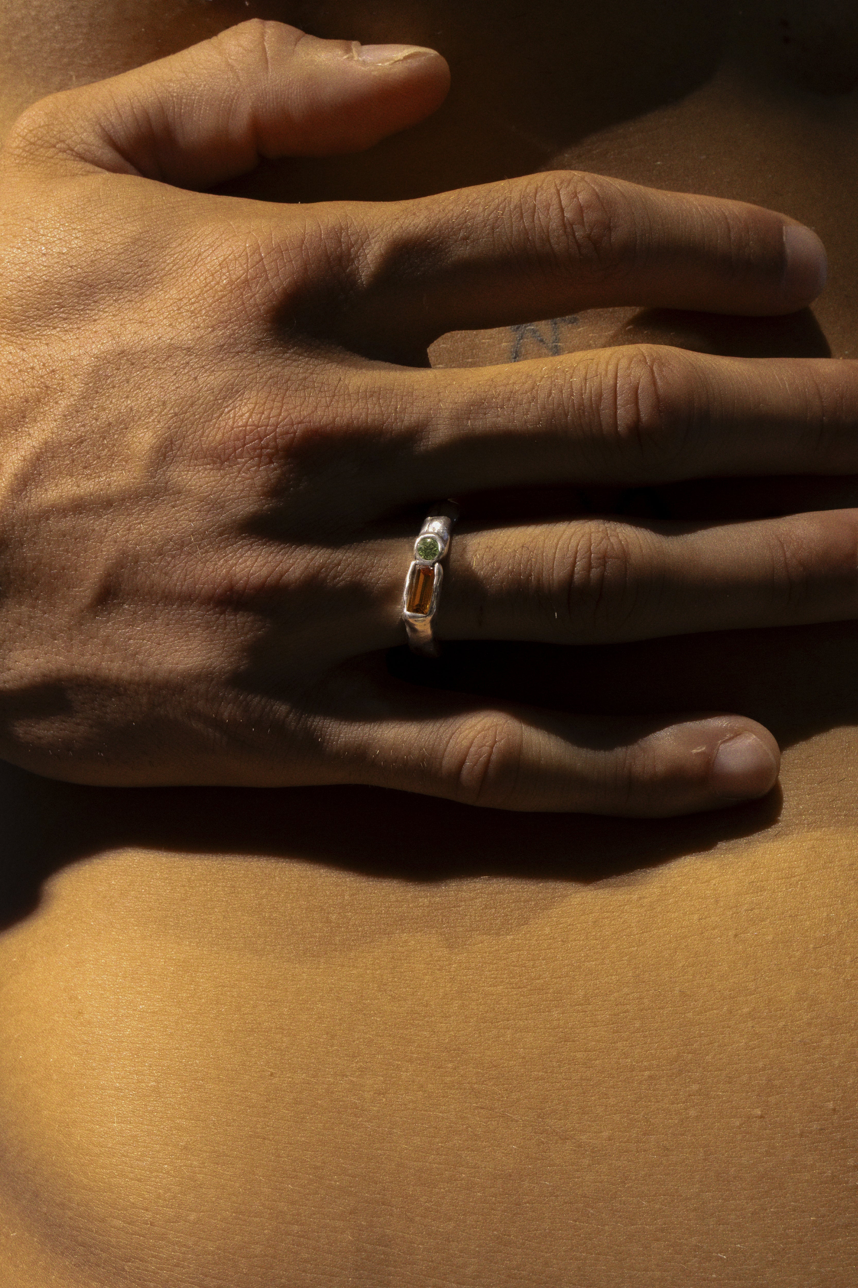 CAS DEIÀ ISLA RING AMBER, handcrafted silver ring