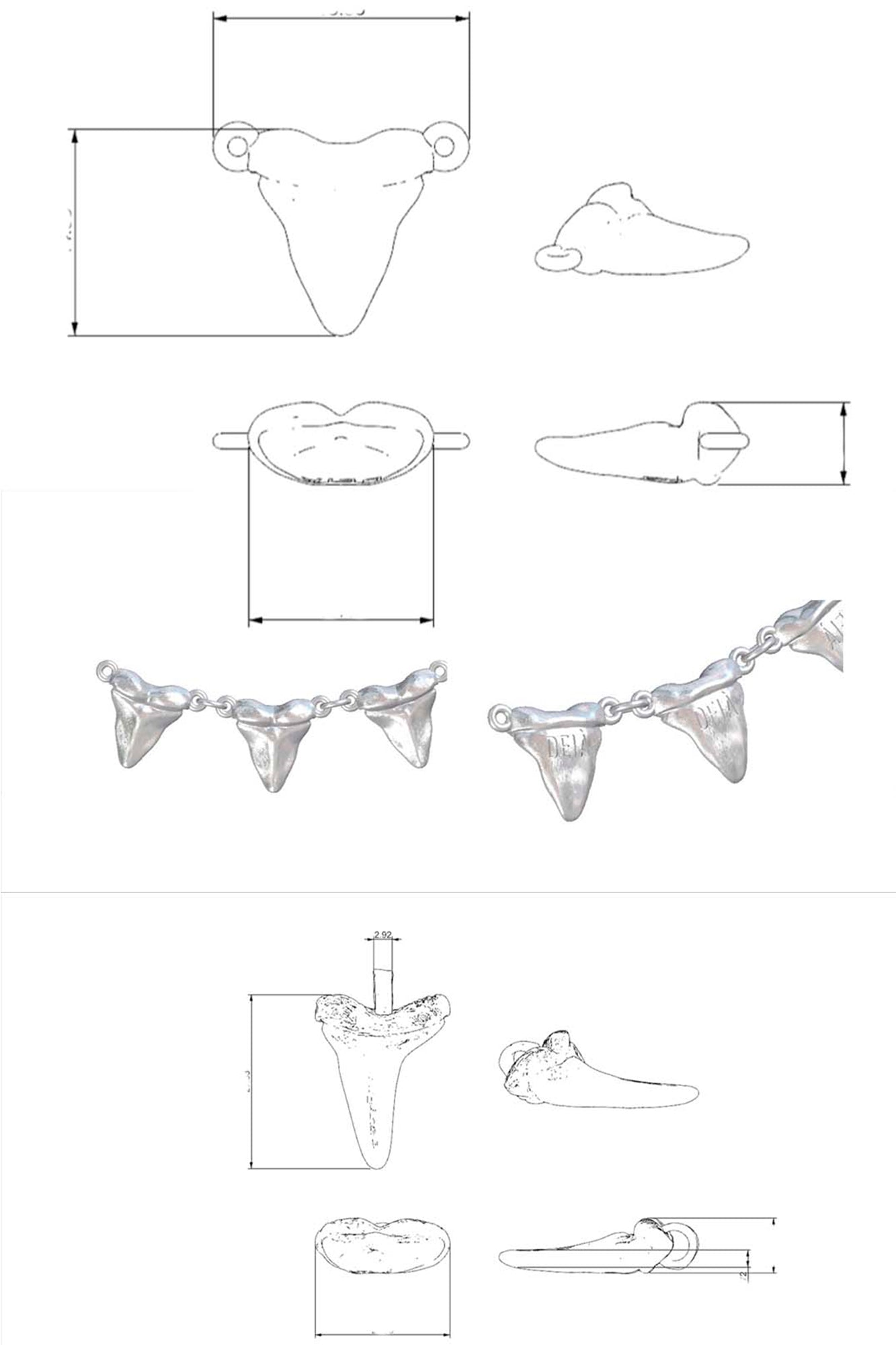 MAKO Silver Necklace — 925 silver shark tooth pendant, handcrafted in Spain