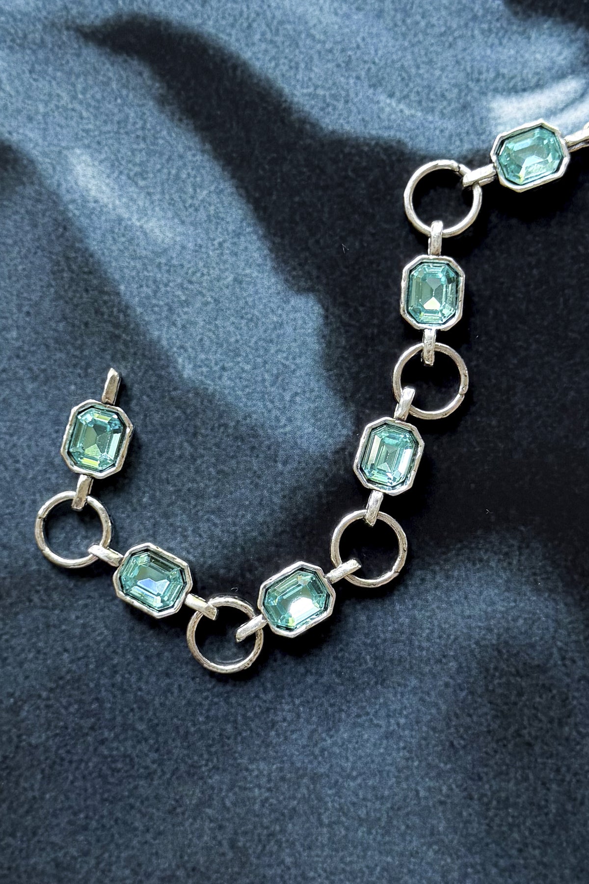 CAS DEIÀ CATALINA BRACELET AQUAMARINE, handcrafted bracelet with a silver finish