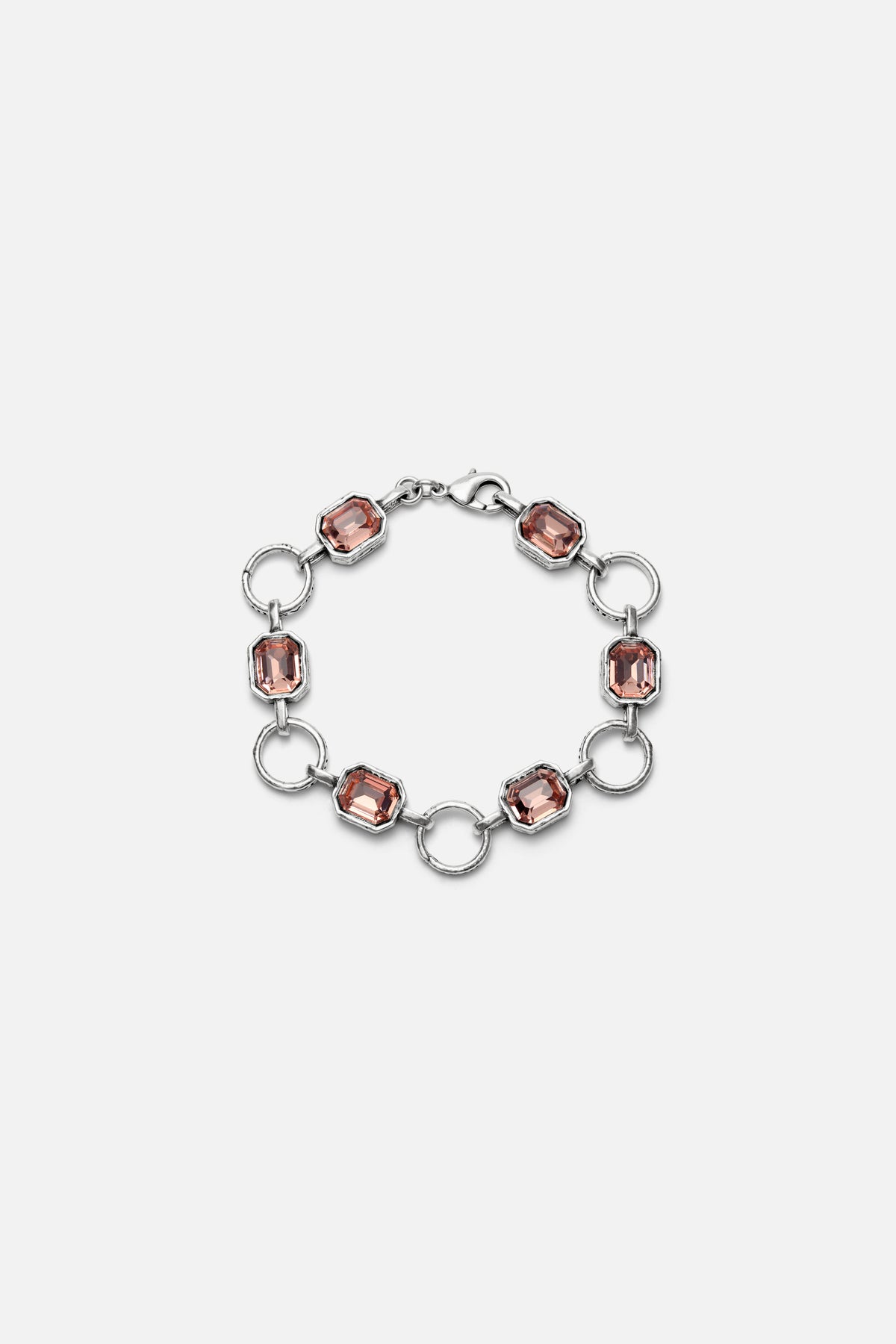 CAS DEIÀ CATALINA BRACELET LIGHT PEACH, handcrafted bracelet with light peach stones and a silver finish