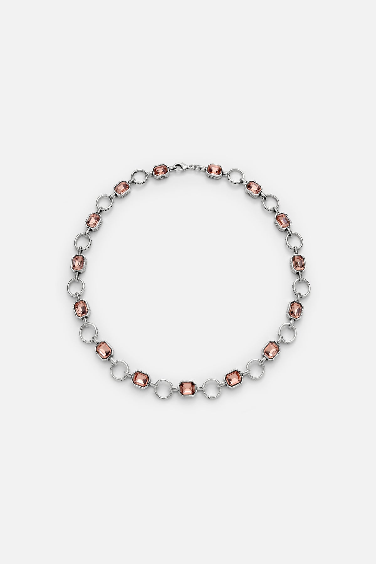 CAS DEIÀ CATALINA NECKLACE LIGHT PEACH, handcrafted necklace with light peach stones and a silver finish