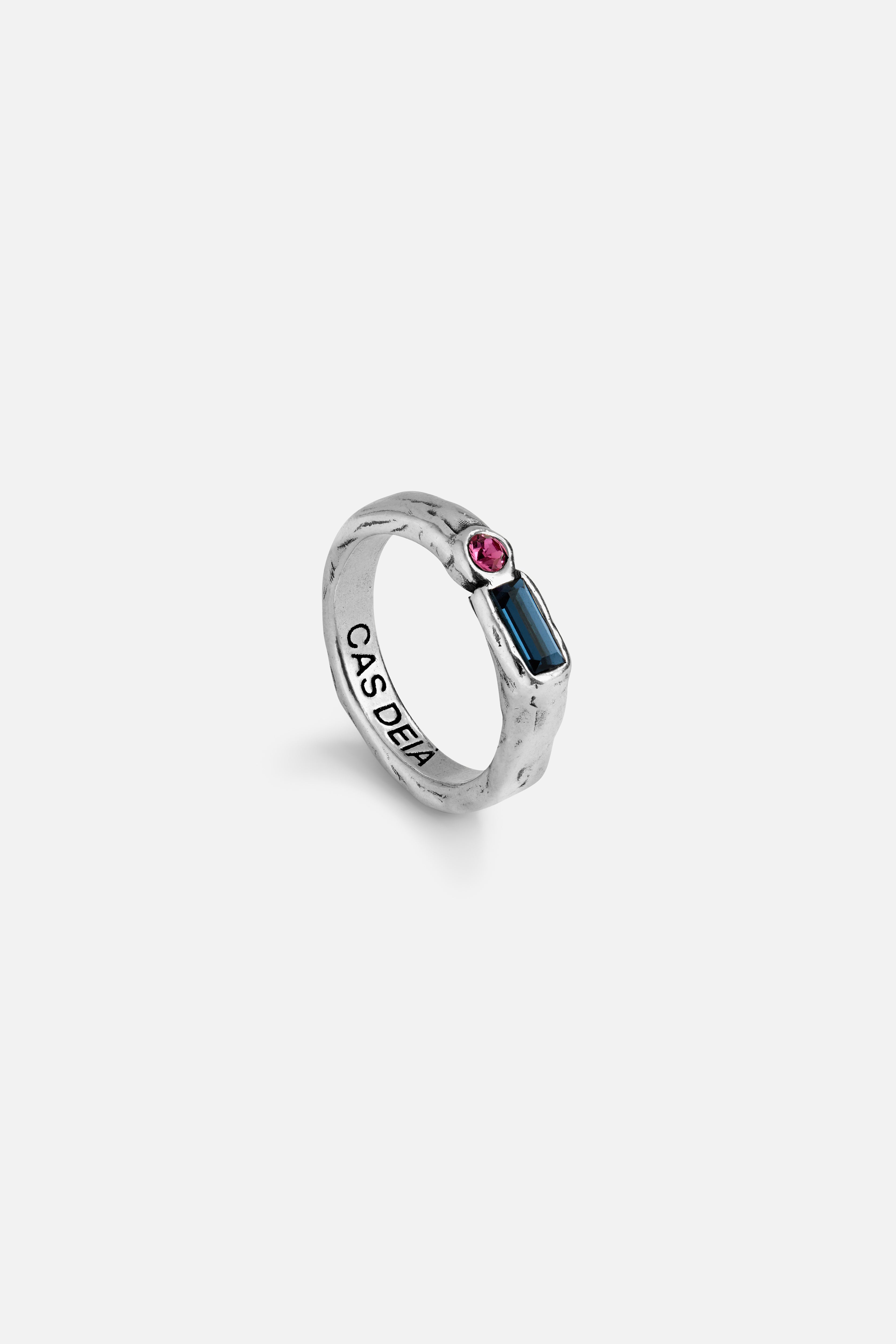 CAS DEIÀ ISLA RING SAPPHIRE BLUE, handcrafted silver ring