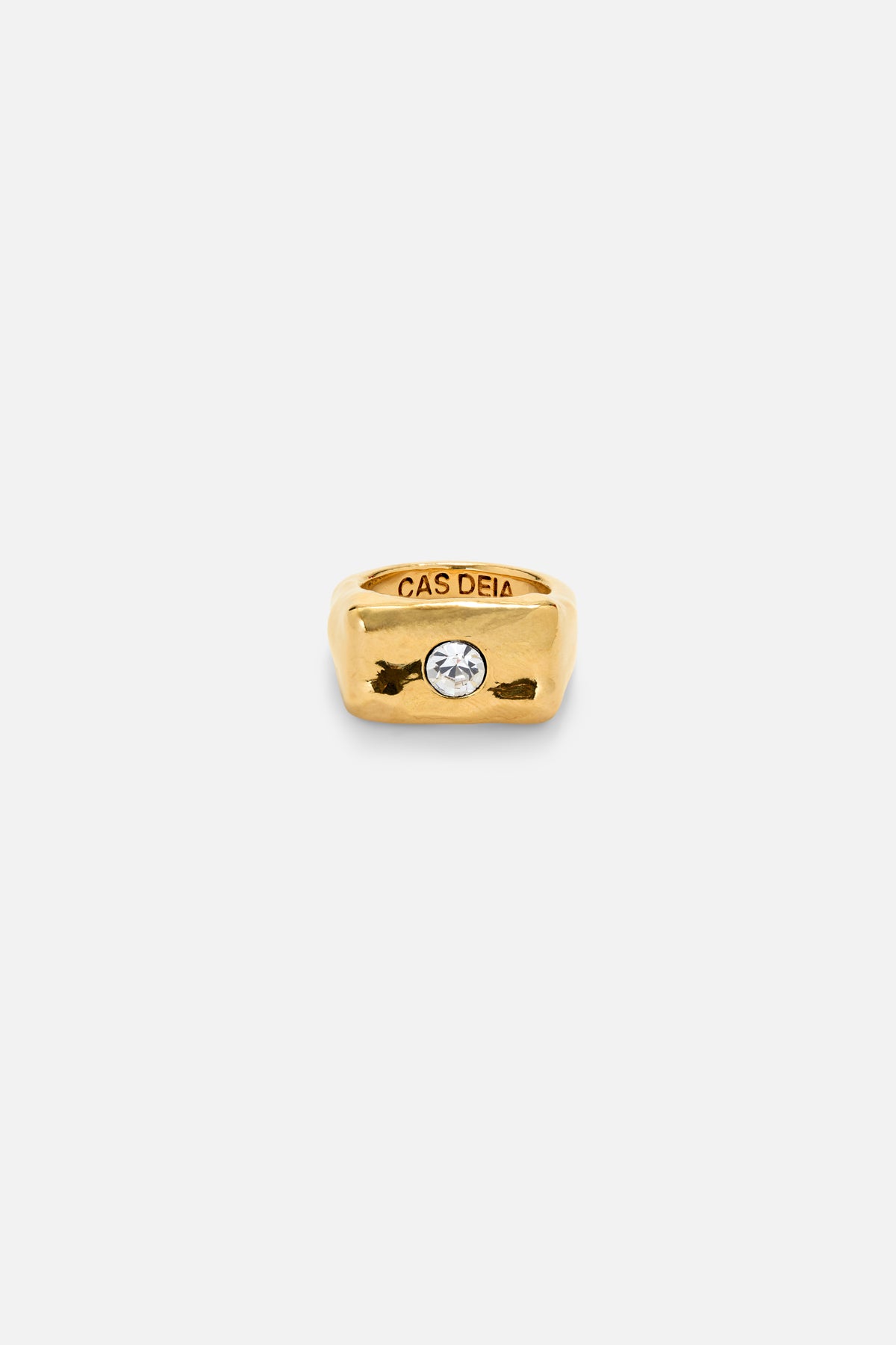 CAS DEIÀ ROCA RING CLEAR CRYSTAL, handcrafted ring with a gold finish