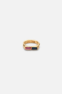 CAS DEIÀ GAIA RING PINK & BLUE, handcrafted ring with a gold finish