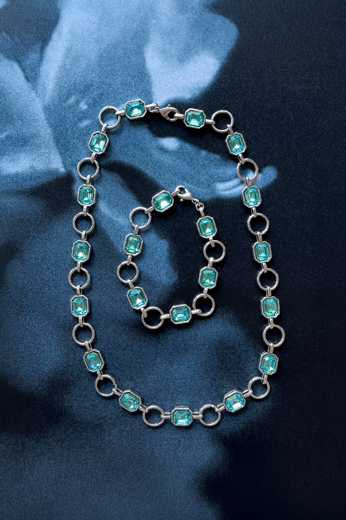 CAS DEIÀ CATALINA BRACELET AQUAMARINE, handcrafted bracelet with a silver finish