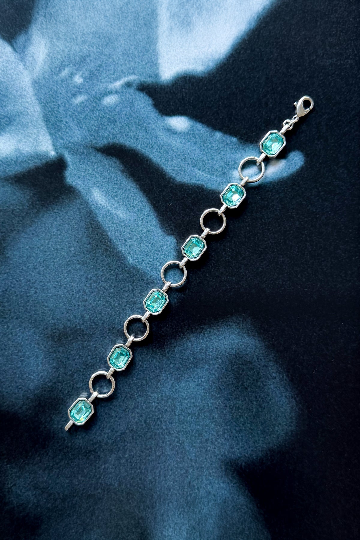 CAS DEIÀ CATALINA BRACELET AQUAMARINE, handcrafted bracelet with a silver finish