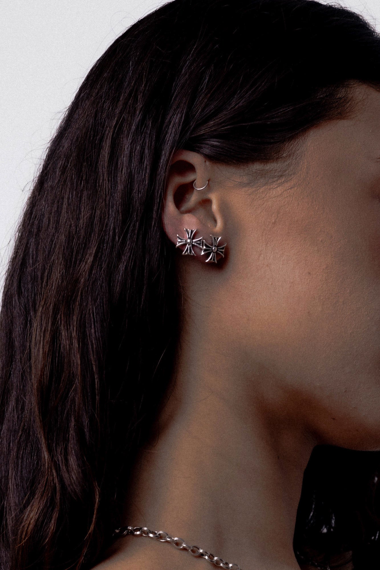 Cross Earrings — Silver, handcrafted in Spain