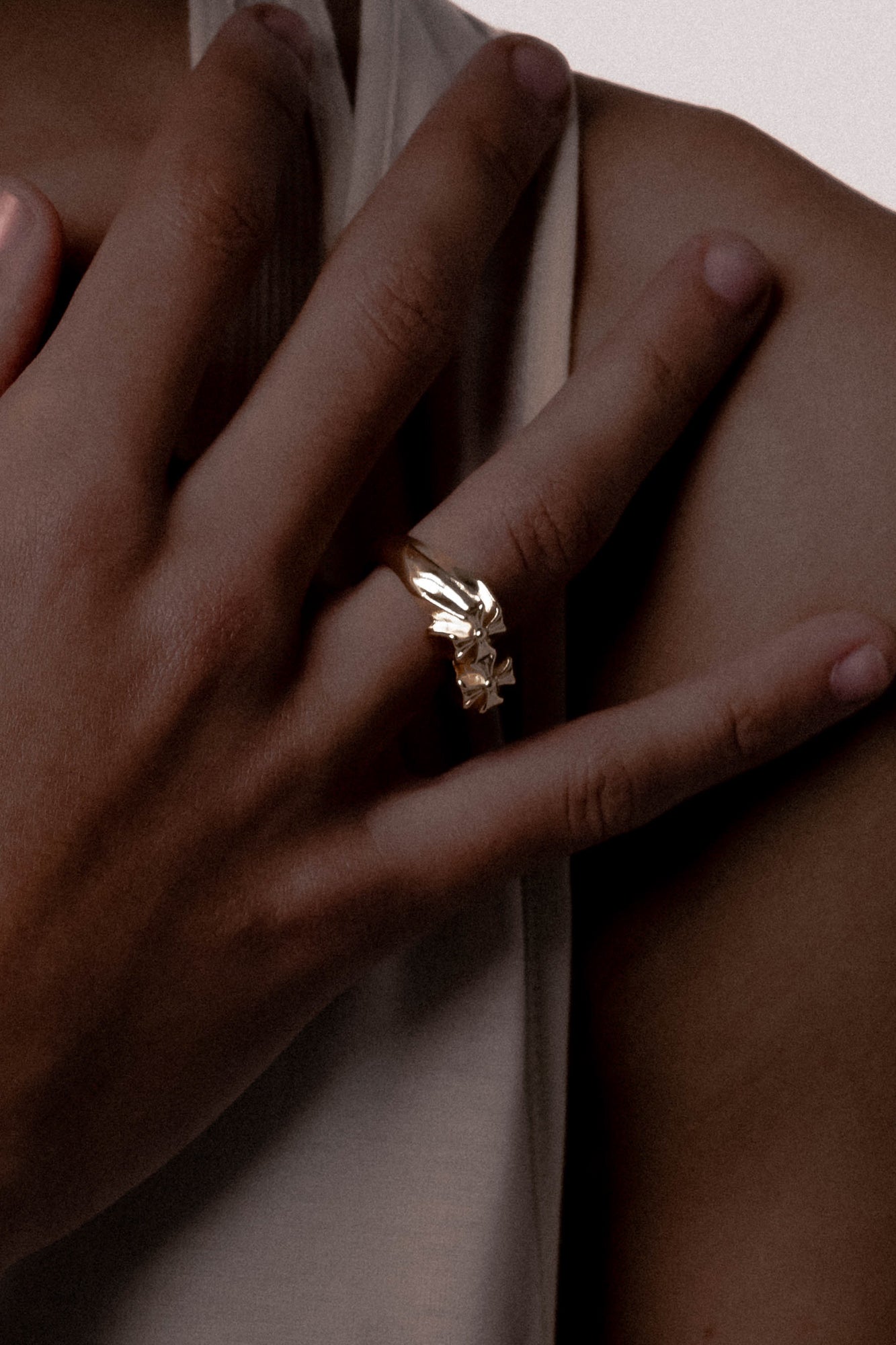Double Cross Ring — Gold, handcrafted in Spain