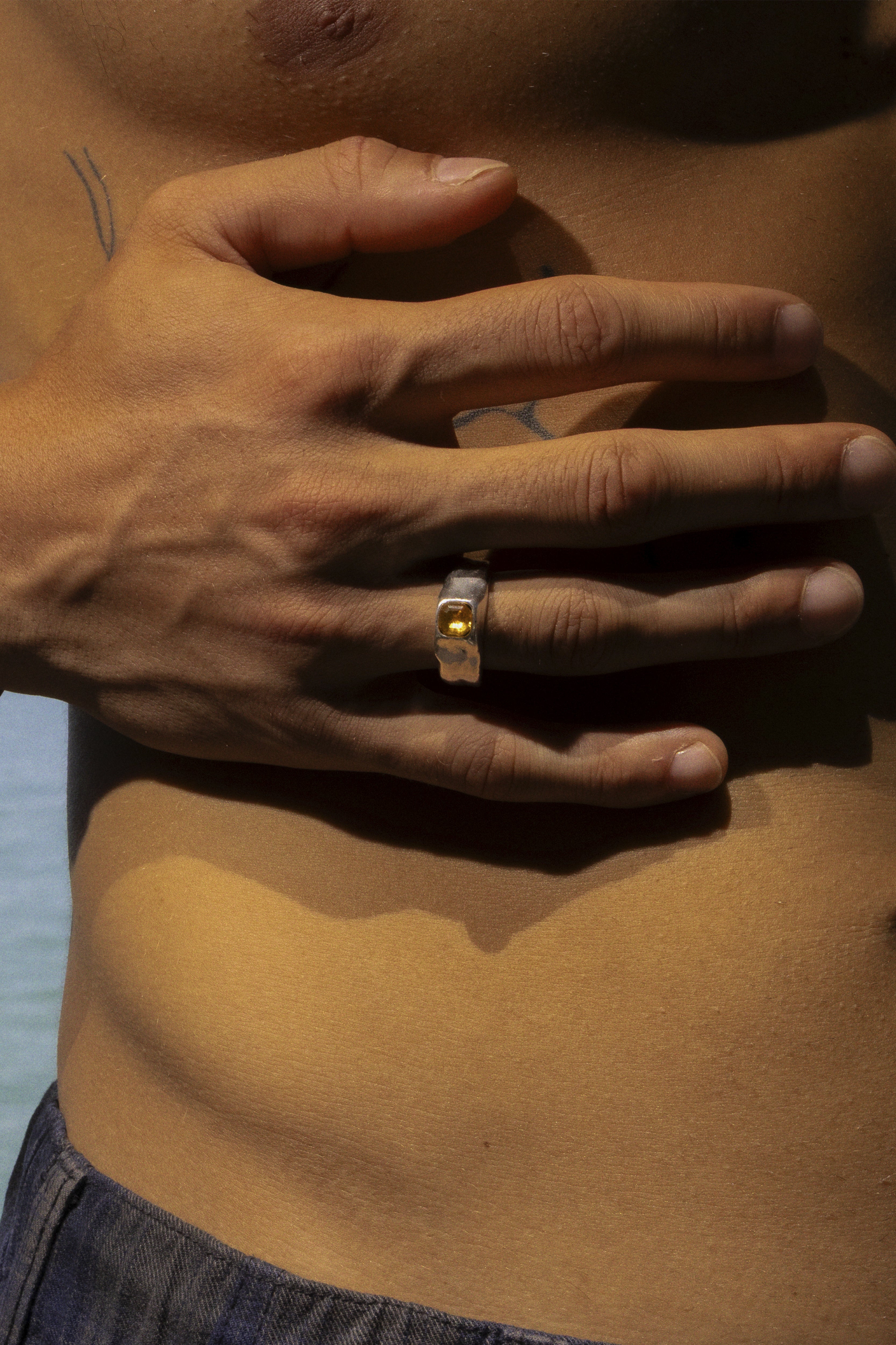 CAS DEIÀ LAGUNA RING AMBER, handcrafted silver ring