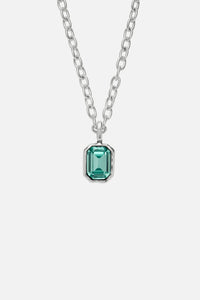 CAS DEIÀ CAPRI NECKLACE, green stone pendant with a silver finish on a chain
