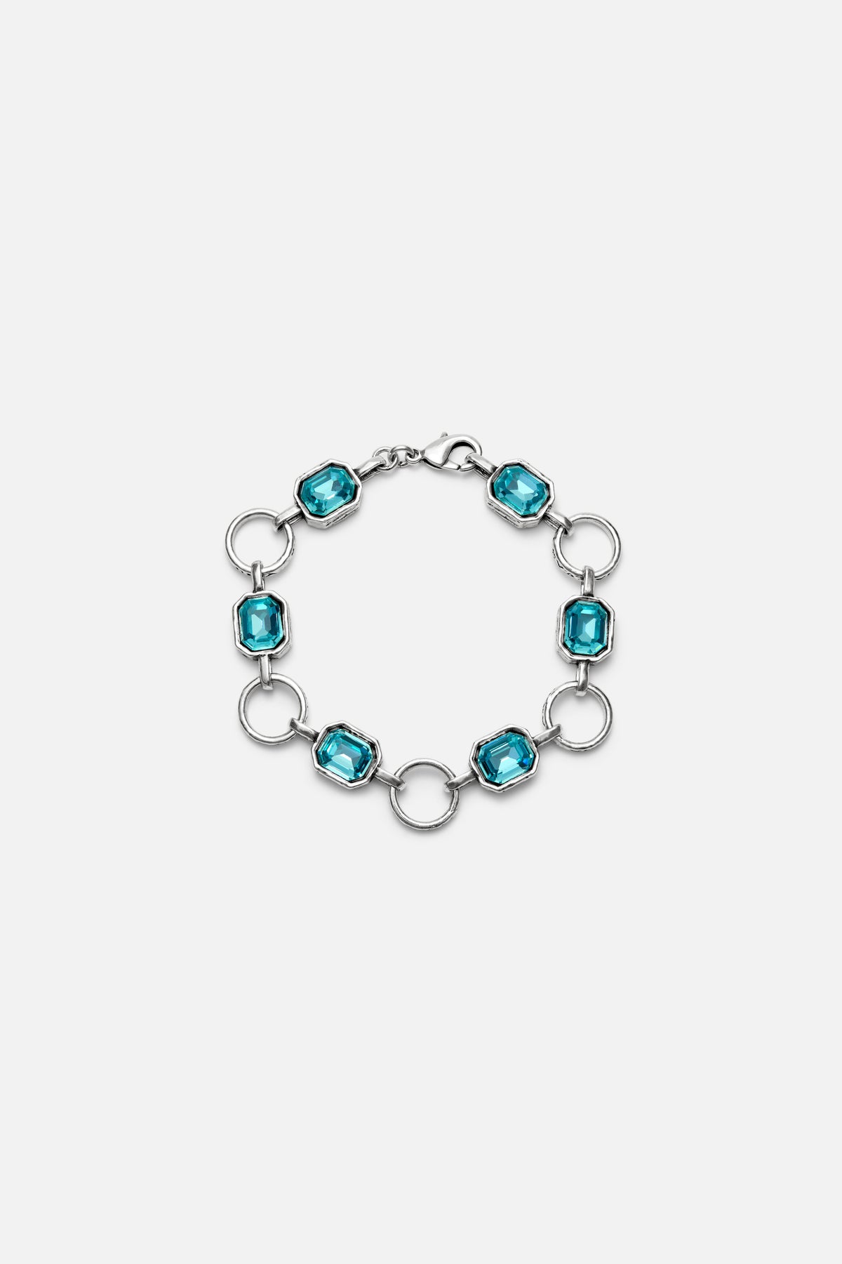 CAS DEIÀ CATALINA BRACELET AQUAMARINE, handcrafted bracelet with aquamarine stones and a silver finish