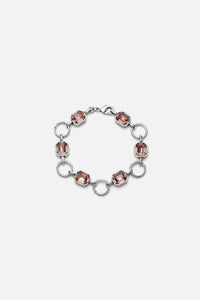 CAS DEIÀ CATALINA BRACELET LIGHT PEACH, handcrafted bracelet with light peach stones and a silver finish