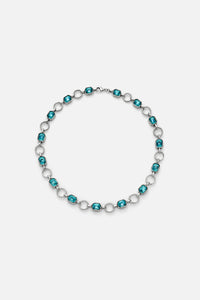 CAS DEIÀ CATALINA NECKLACE AQUAMARINE, handcrafted necklace with aquamarine stones and a silver finish