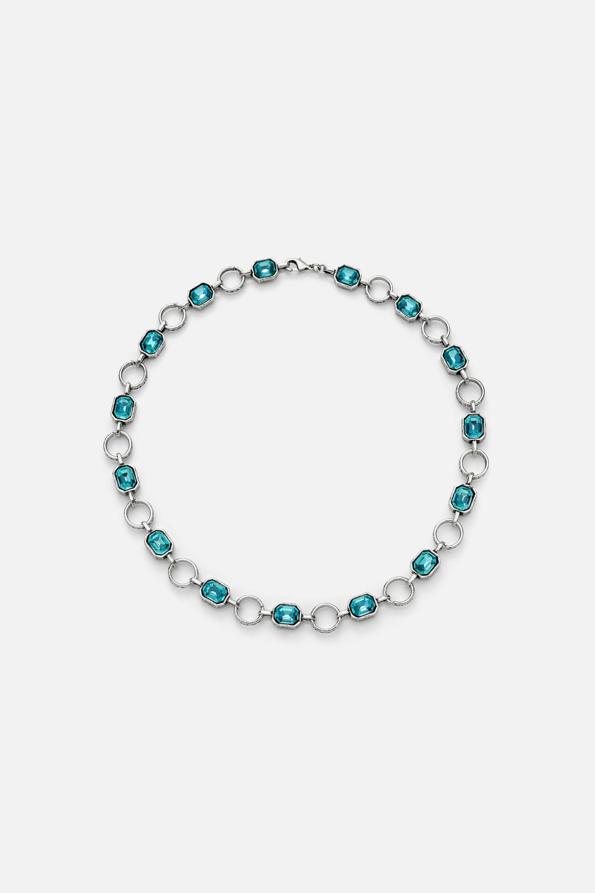 CAS DEIÀ CATALINA NECKLACE AQUAMARINE, handcrafted necklace with aquamarine stones and a silver finish