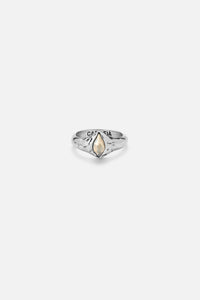 CAS DEIÀ GOTA RING CHAMPAGNE, handcrafted ring with a silver finish