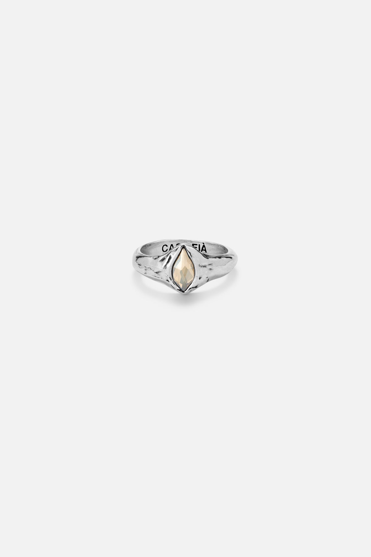 CAS DEIÀ GOTA RING CHAMPAGNE, handcrafted ring with a silver finish