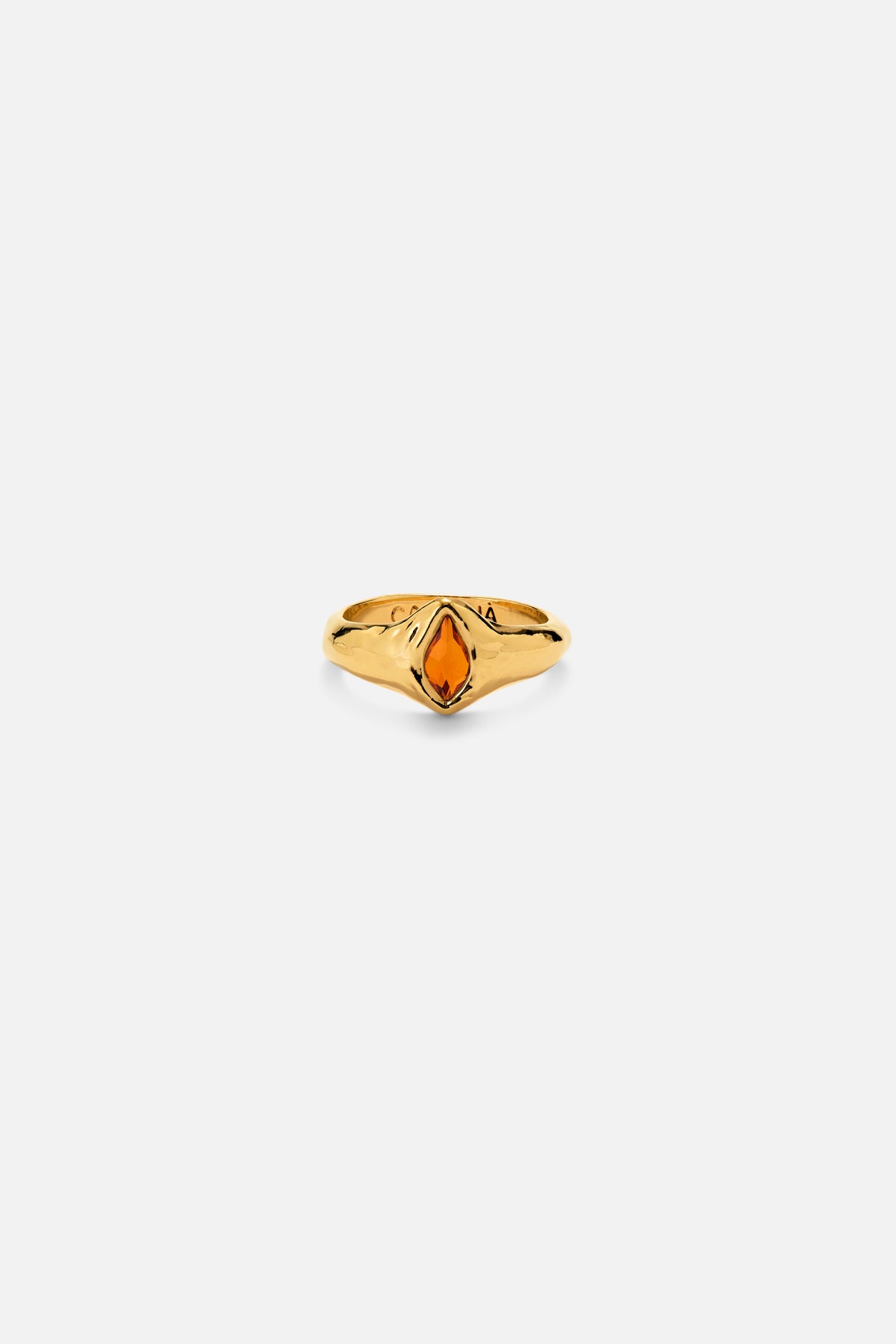 CAS DEIÀ GOTA RING SUNSET ORANGE, handcrafted ring with a gold finish