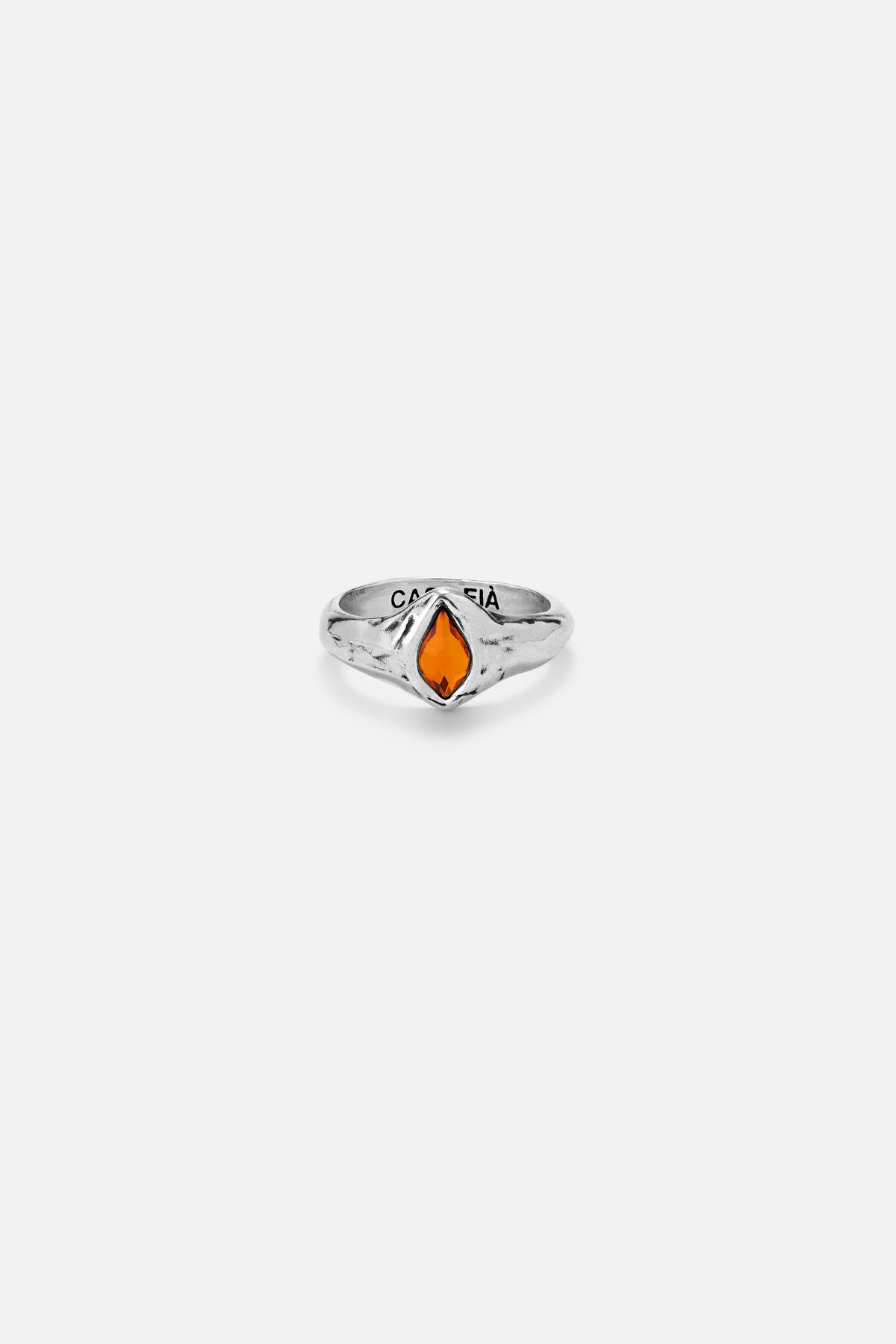 CAS DEIÀ GOTA RING SUNSET ORANGE, handcrafted ring with a silver finish