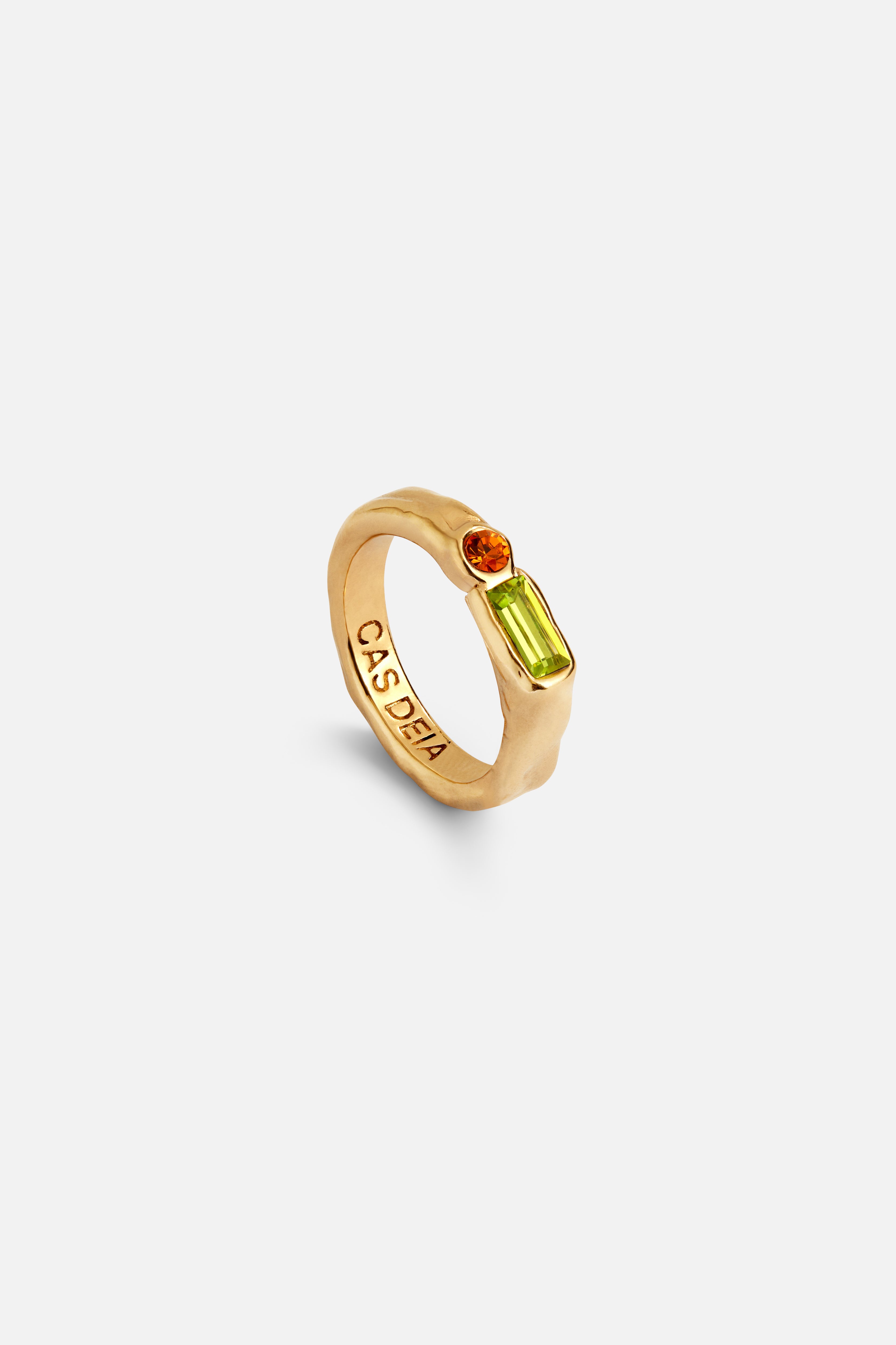 CAS DEIÀ ISLA RING OLIVE GREEN, handcrafted gold ring