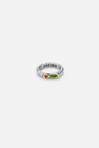 CAS DEIÀ ISLA RING OLIVE GREEN, handcrafted silver ring