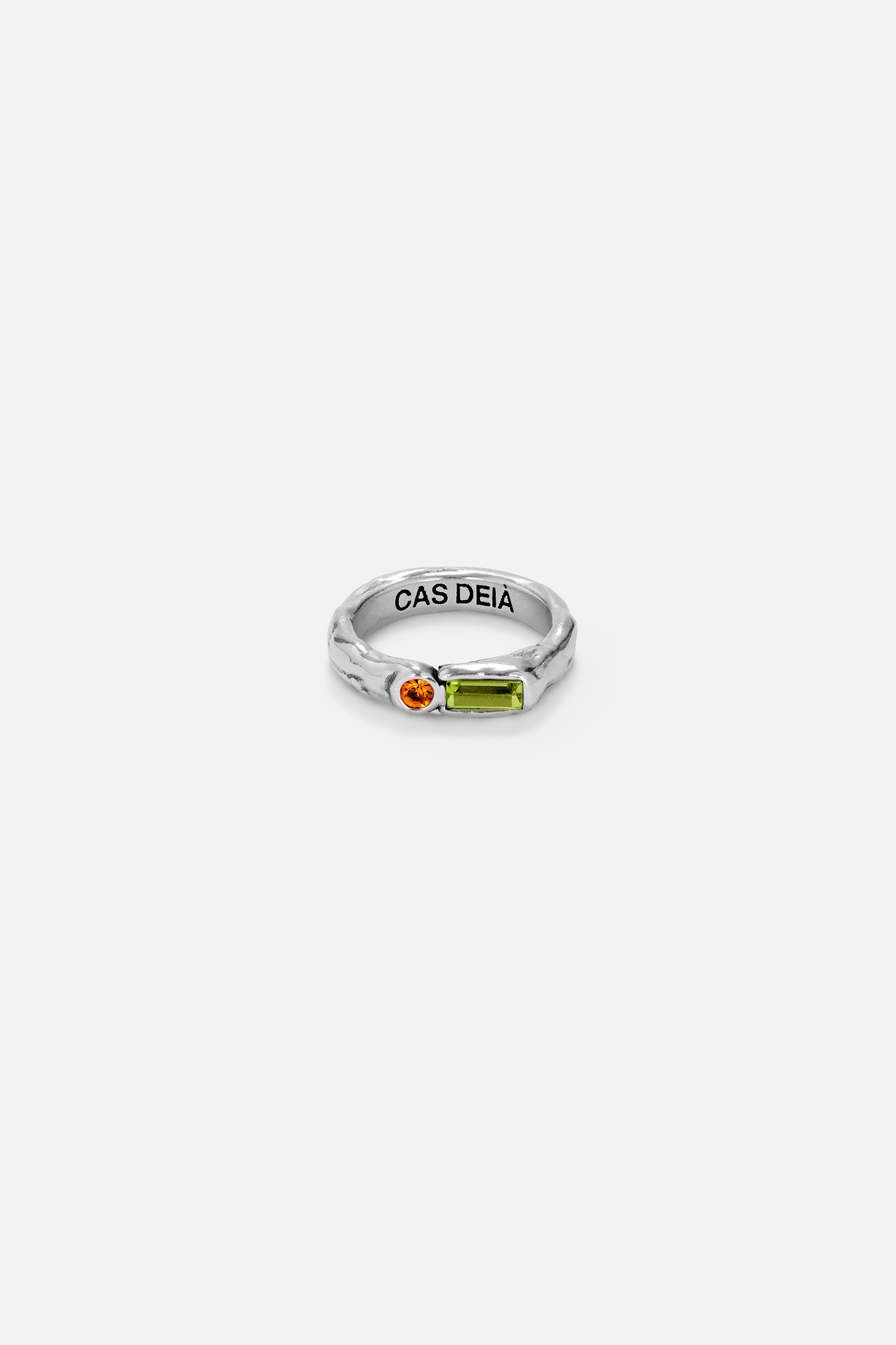 CAS DEIÀ ISLA RING OLIVE GREEN, handcrafted silver ring