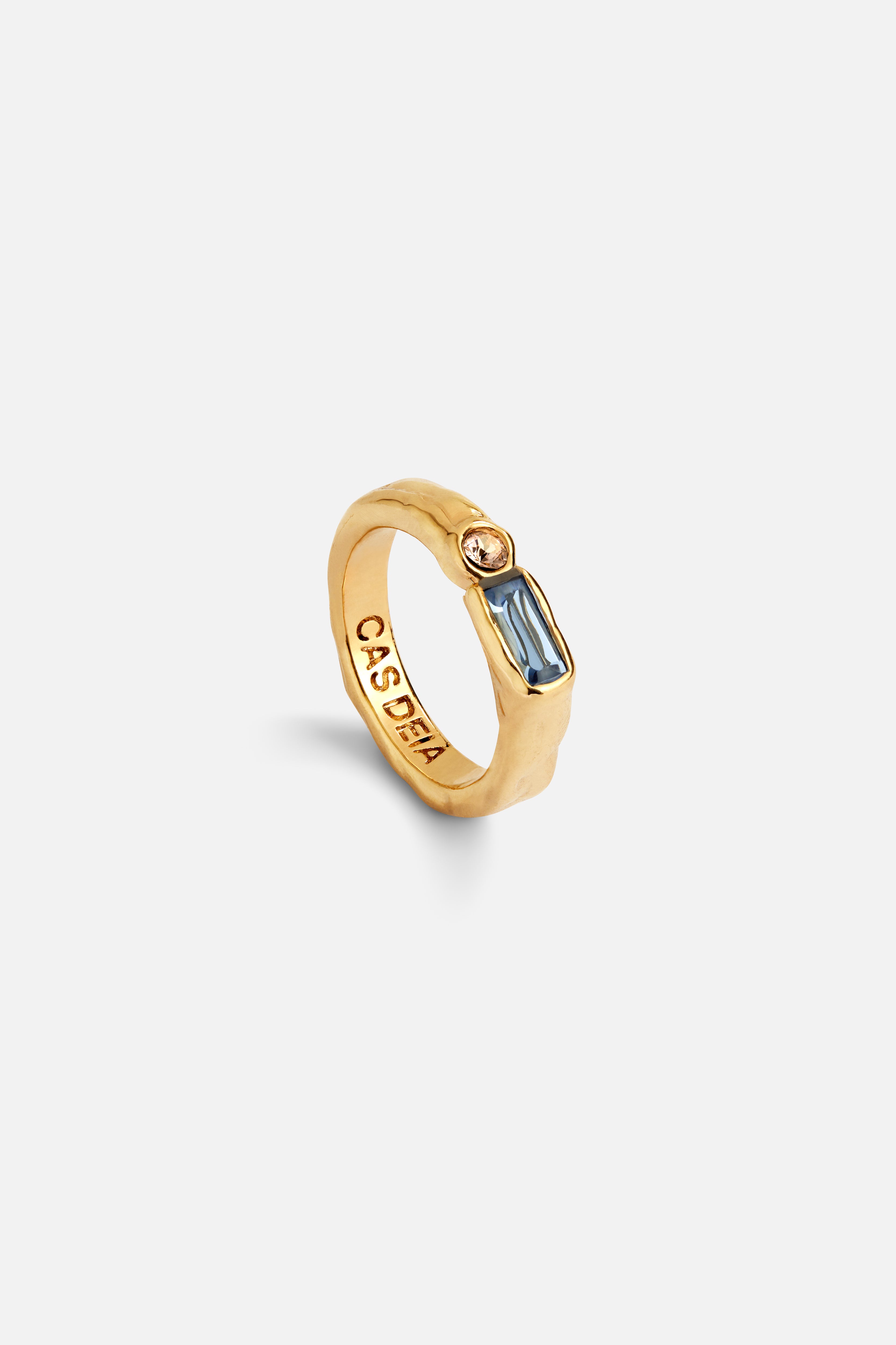 CAS DEIÀ ISLA RING SKY BLUE, handcrafted gold ring