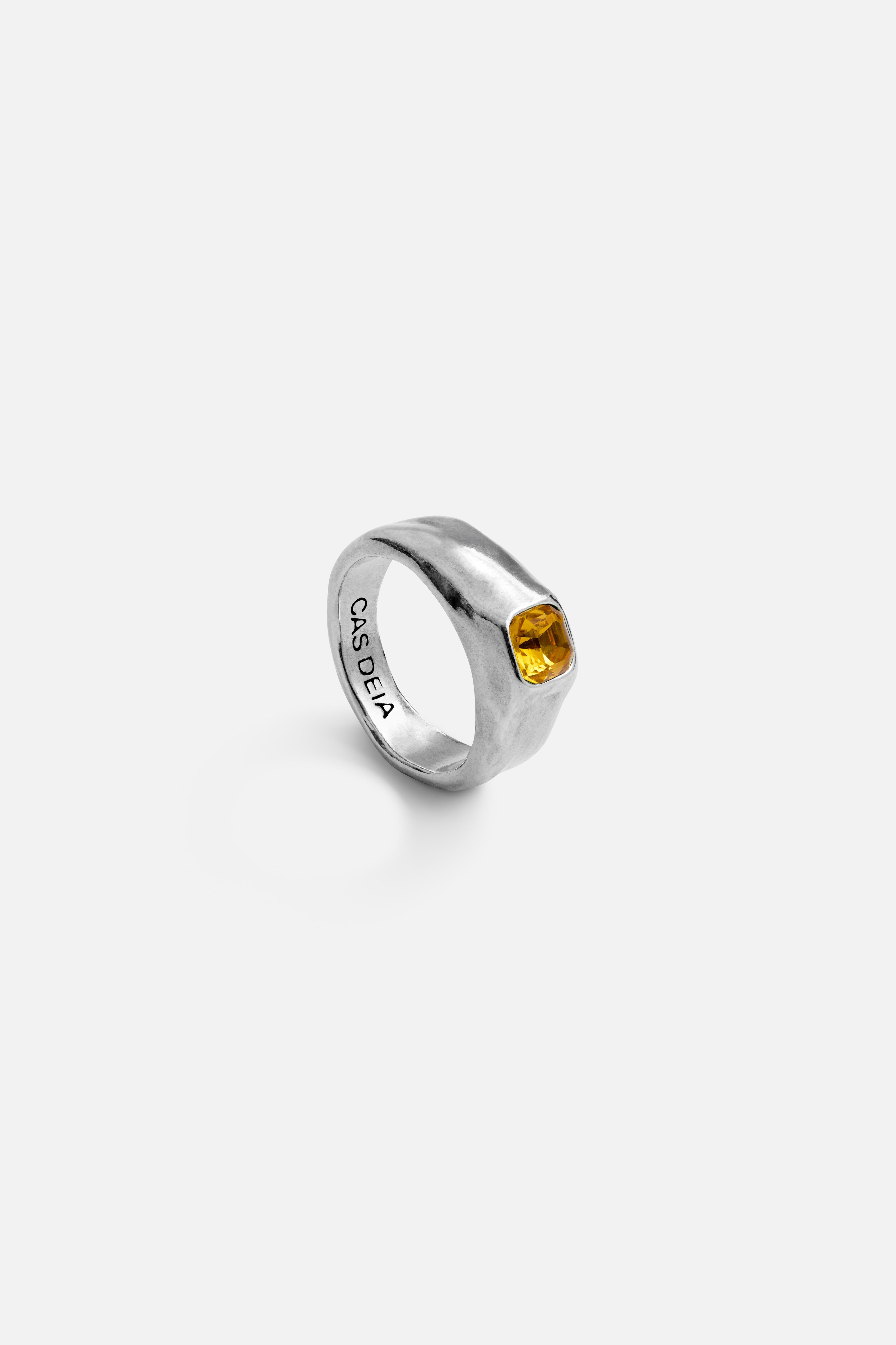 CAS DEIÀ LAGUNA RING AMBER, handcrafted silver ring
