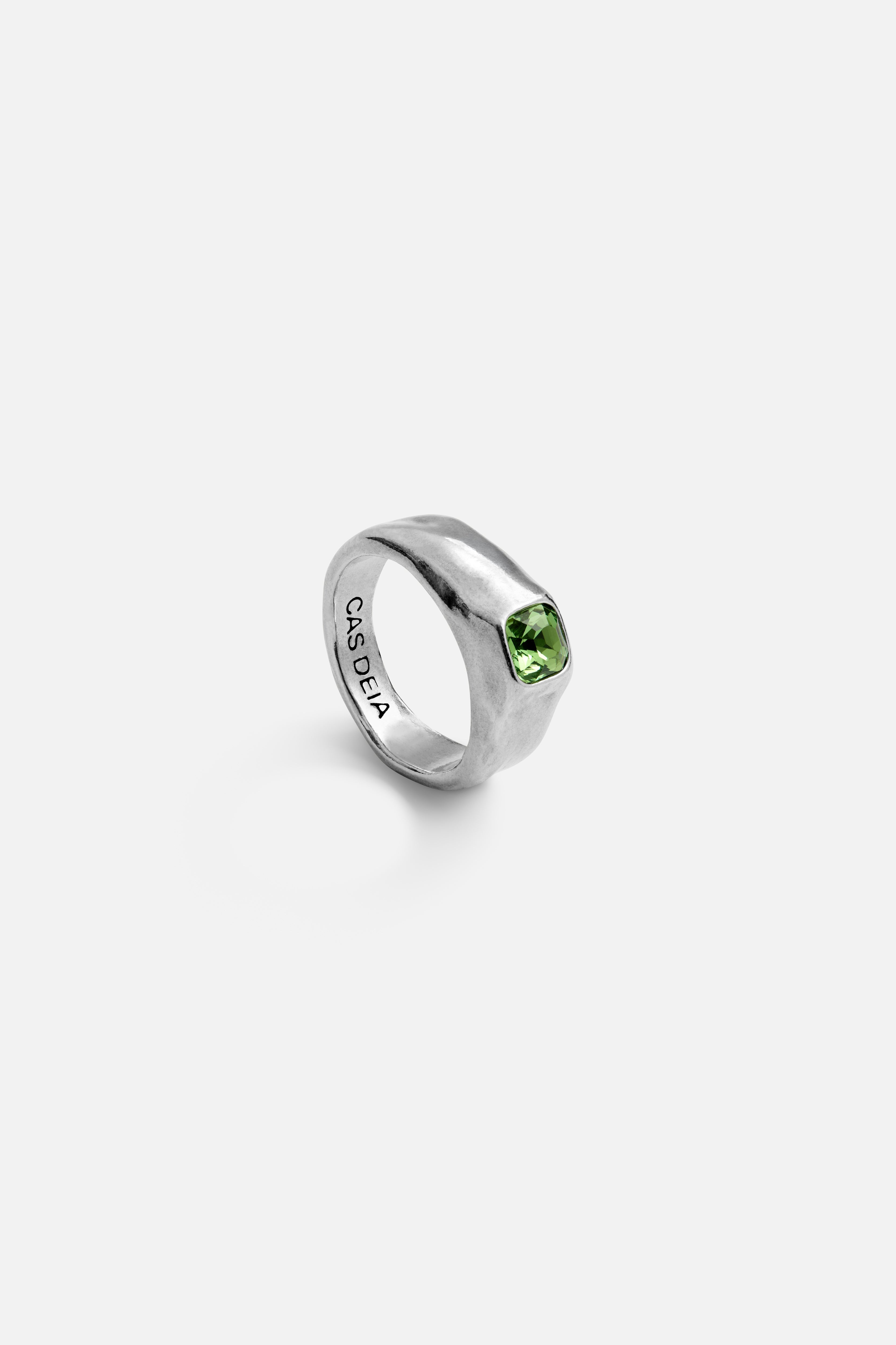 CAS DEIÀ LAGUNA RING EMERALD GREEN, handcrafted silver ring