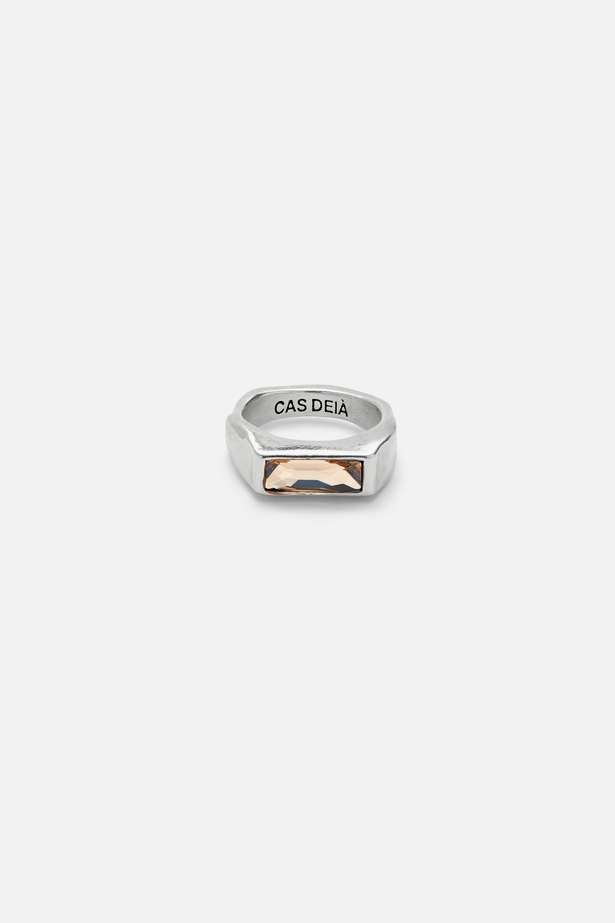 CAS DEIÀ SELENE RING CHAMPAGNE, handcrafted ring with a silver finish