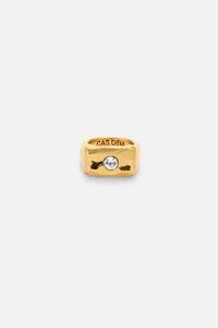 CAS DEIÀ ROCA RING CLEAR CRYSTAL, handcrafted ring with a gold finish