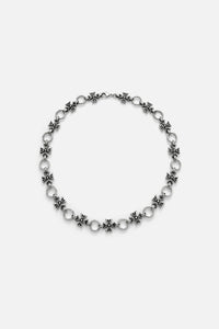 CAS DEIÀ LA CRUZ NECKLACE, handcrafted necklace with crosses and rings and a silver finish