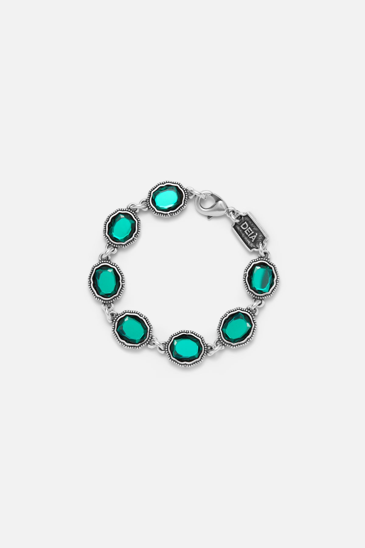 CAS DEIÀ VERDE MARE BRACELET, handcrafted bracelet with green stones and a silver finish
